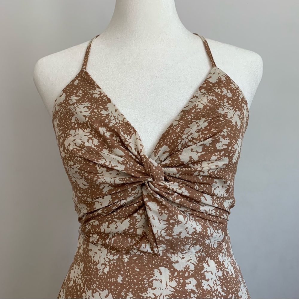 Picturesque Moments Brown Floral Print Strappy Maxi Dress - Picture 3 of 7